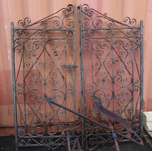 A Victorian cast iron entrance gate titled 'The Mill House' and another set.   OUT