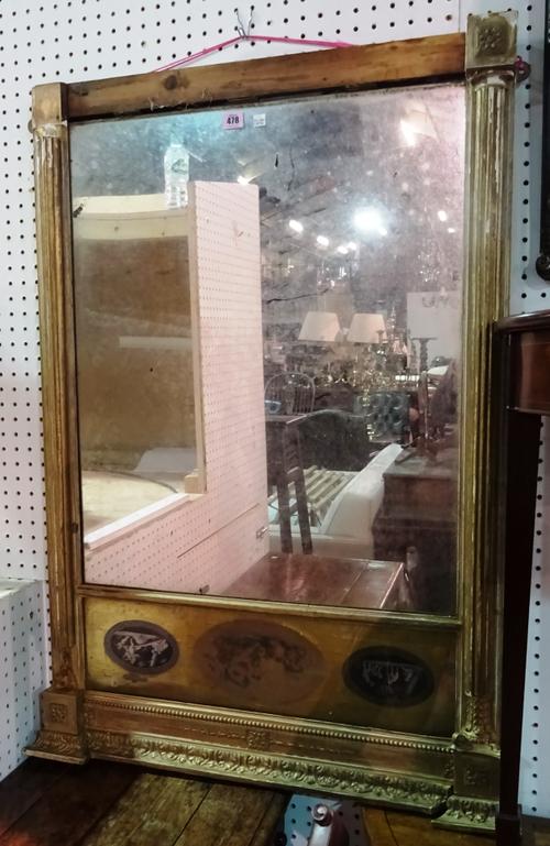 An early 20th century rectangular gilt framed wall mirror and a 19th century black painted wall mirror, (2).  A6