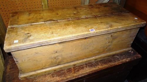 An early 20th century pine trunk, 90cm wide x 31cm high.  Dis