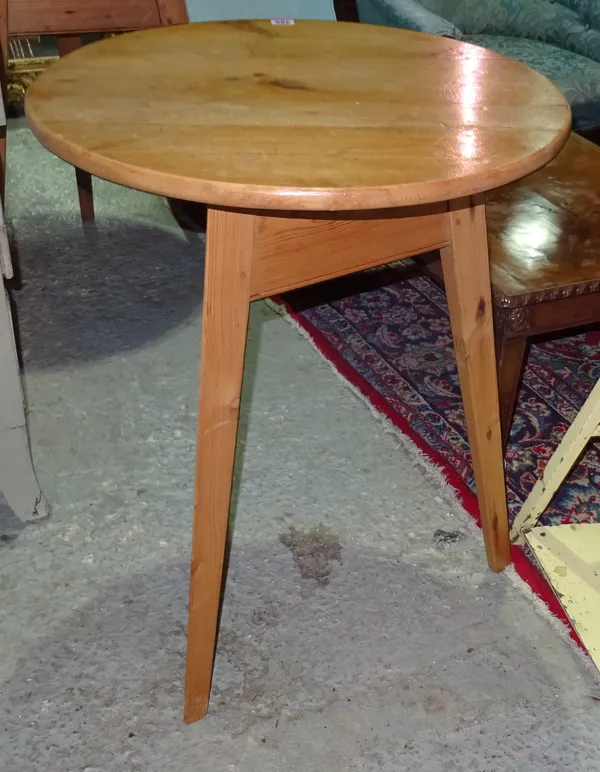 A pair of 20th century pine cricket tables, 60cm wide x 76cm high.  K5