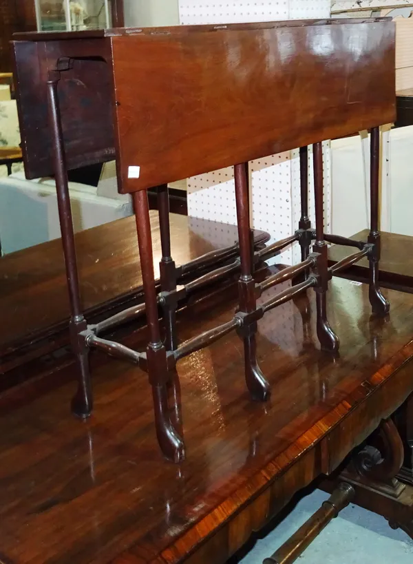 A late 19th century mahogany spider-leg drop back occasional table, 84cm wide x 71cm high.  E6