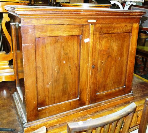 An Edwardian mahogany 'Shannon Letter Filing' box, with pair of panelled doors and fitted seven drawer interior, 74cm wide x 60cm high.  D7