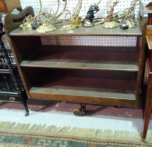 A pair of early 20th century oak three tier trolleys, 91cm wide x 91cm high.  D9/F9