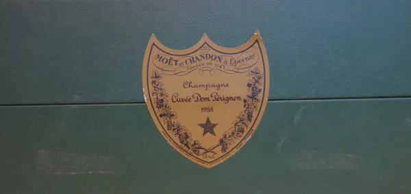 One bottle of 1988 Dom Perignon vintage champagne, boxed.