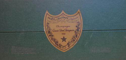 One bottle of 1988 Dom Perignon vintage champagne, boxed.