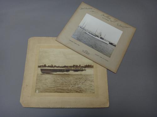 HARMSWORTH TROPHY - 'Gar Wood's Miss America X / Winner 1932  . . .  / World's Fastest Motor Boat, 124.91 Miles per hour  . . .  '; mounted photo., sh