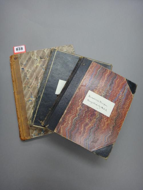 HOUSEHOLD - Cookery Recipes notebook (mid 19th century), compiled by Mrs. Mary J. Hudson (nee Bonnell). 160pp. in clear manuscript, black leather bind