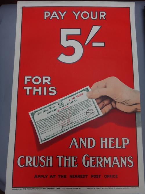 WW1 - Posters;  'Go! It's Your Duty Lad. Join To-day', 102 x 127cms., loose, colour printed by David Allen & Sons Ld, Harrow, Middx., large pictorial