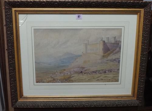 English School (19th century), A fortress on a hill, watercolour, 28cm x 44cm.  I1