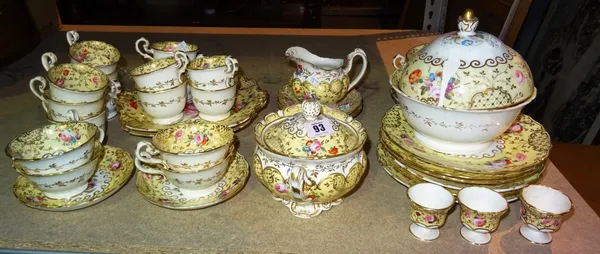 A Victorian yellow and gilt decorated tea service, (qty).  S3