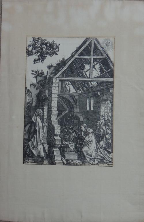 After Albrecht Durer, The nativity, woodcut print, unframed, 29cm x 20cm.CAB