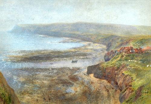 Alfred William Hunt (1830-1896), Robin Hoods Bay, North Yorkshire, watercolour, 25cm x 37cm. Illustrated