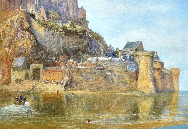 Alfred William Hunt (1830-1896), The Ramparts, Mont St Michel, watercolour, 26cm x 37cm.  Illustrated