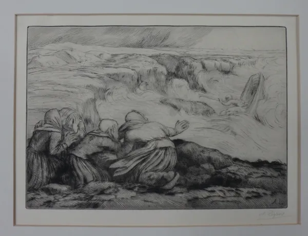 Alphonse Legros (1837-1911), Barque en Peril; Le Matin sur la riviere; Le Incomple de la mort; Les Victimes d'Incendie; Le Baptema; Le Lecture de l'Of