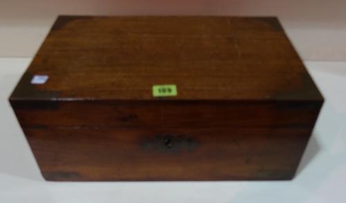A 19th century mahogany and brass bound box, with fitted Anglo-Indian interior, 46cm wide. A10