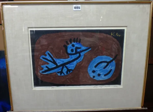 Paul Klee (1879-1940) 'Blauer-Vogel-Kurbis', colour lithograph, printed signature to the image and copyright D.J. lettering, titled and dated 1939 wit