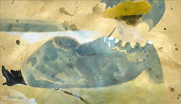 Mary Fedden (1915-2012), Reclining lady with parasol, watercolour, signed and dated 1980, 14cm x 23.5cm. DDS  Illustrated