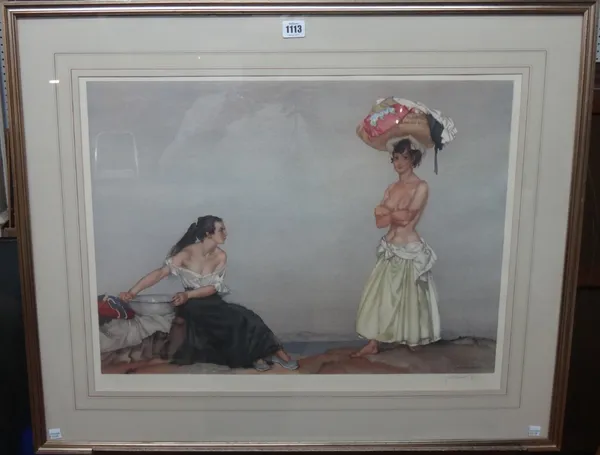 Sir William Russell Flint (1880-1969), Rosa and Marissa, colour print, signed in pencil, with blindstamp, 47cm x 63cm.; together with a numbered print