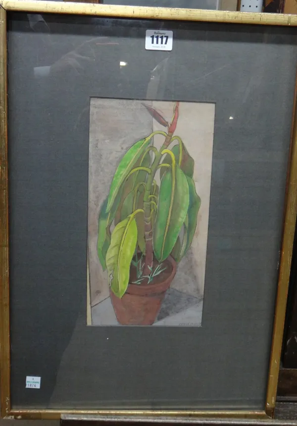Ithell Colquhoun (1908-1988), Rubber plant, gouache, signed, 28cm x 15cm. DDS
