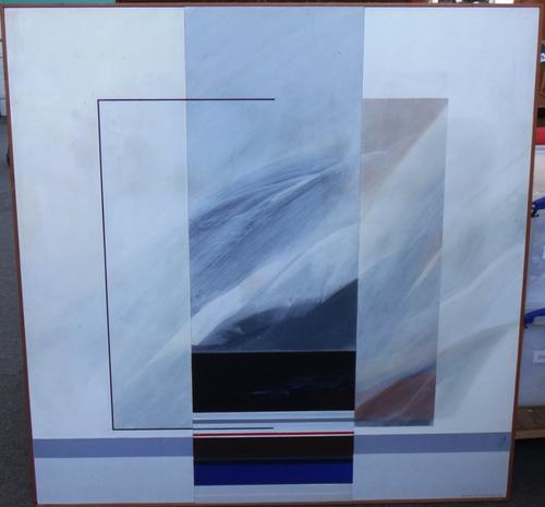 * Brian Plummer (b.1934), Winter Bay, Kent's Bank,1978, oil and relief on board, signed and dated JULY 1978, 120cm x 120cm. DDS  Please note this lot