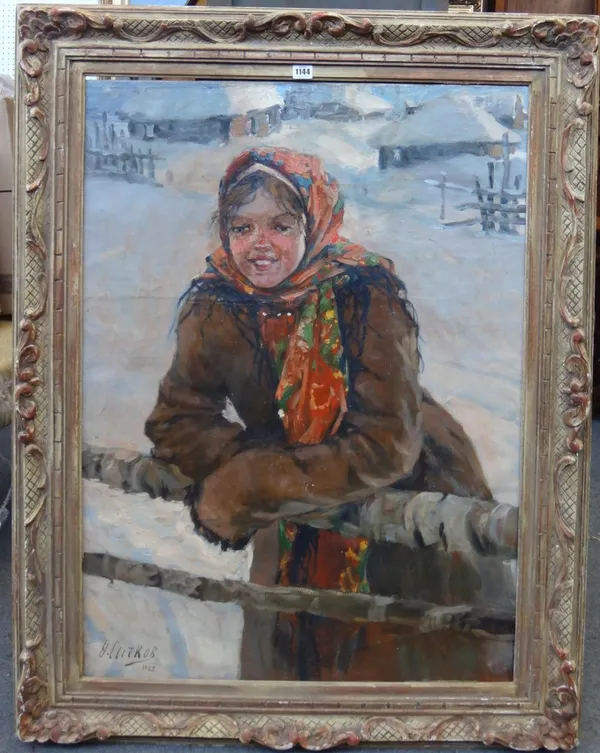 Russian School (20th century), Peasant girl, oil on canvas, signed and dated 1932, 99cm x 71cm.