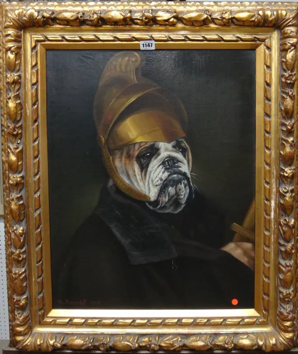 Thierry Poncelet (b.1946), Portrait of General Bulldog, oil on canvas, signed and dated 1994, 57cm x 45cm. DDS