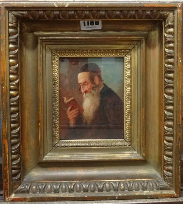 A. Priedha*** (19th/20th century), Talmud Scholar, oil on board, signed, 13.5cm x 10cm.