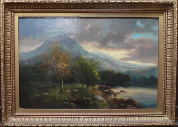 ** Gab (19th/20th century), Wooded lake scenes, a pair, oil on canvas, both signed, each 30cm x 45cm.(2)