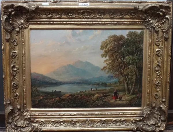 Robert Bridgehouse (1818-1881), Highland loch scene, oil on canvas, signed and dated 1853, 24cm x 34.5cm.