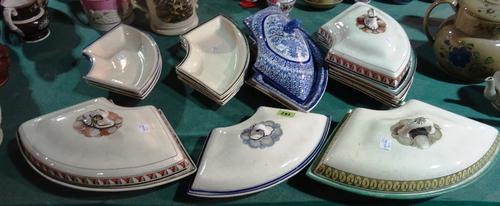 Ceramics, including; 18th century and later sectional ceramic dishes, some with lids, various makers, (a.f) (qty).  T