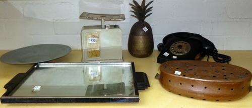 Assorted mid-war and later German design to include; a Nordfern W63 telephone handset; a silver coloured circular dished plate by Karl Raichle, with R