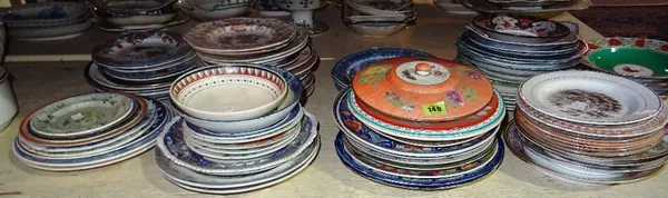 18th century and later dinner and cabinet plates, including creamware, Imari pattern examples, Copeland and Garret, Spode, and others (a.f), (qty).  T