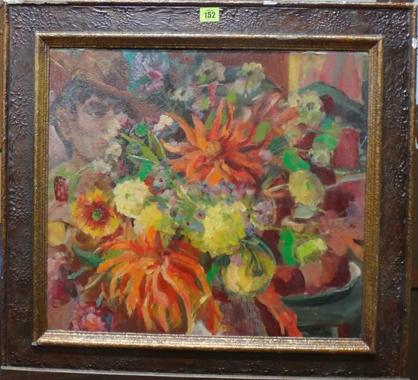 Continental School (20th century), The florist, oil on canvasboard, 47cm x 52cm.   D1