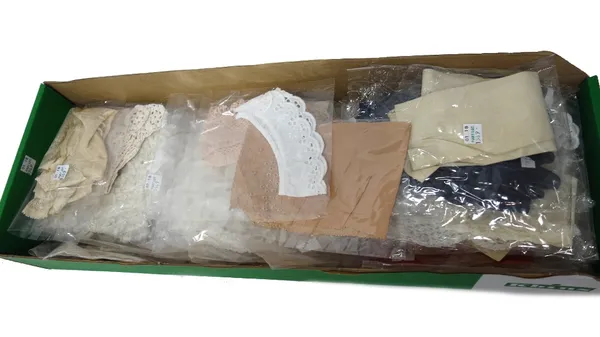 A quantity of Victorian lace bonnets, collars, cuffs, gloves and related textiles, (qty).
