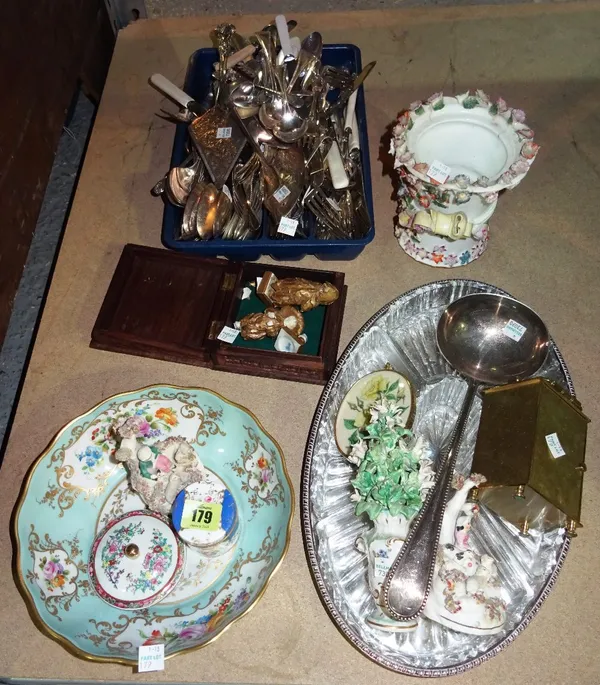 Ceramics and collectables, including; Continental porcelain figures, plated flatware and sundry, (qty).   S2
