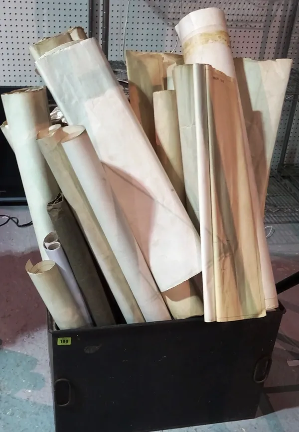 Maps; a large quantity of rolled Ordnance Survey maps, house plans and drawings of Hampshire, Surrey and Sussex, (qty). CAB  Please note that this lot