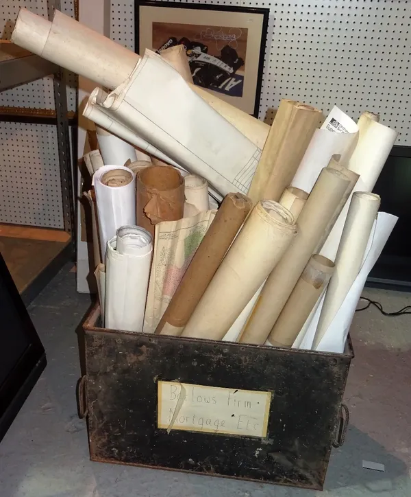 Maps; a large quantity of rolled Ordnance Survey maps, house plans and drawings of Hampshire, Surrey and Sussex, (qty). CAB Please note that this lot