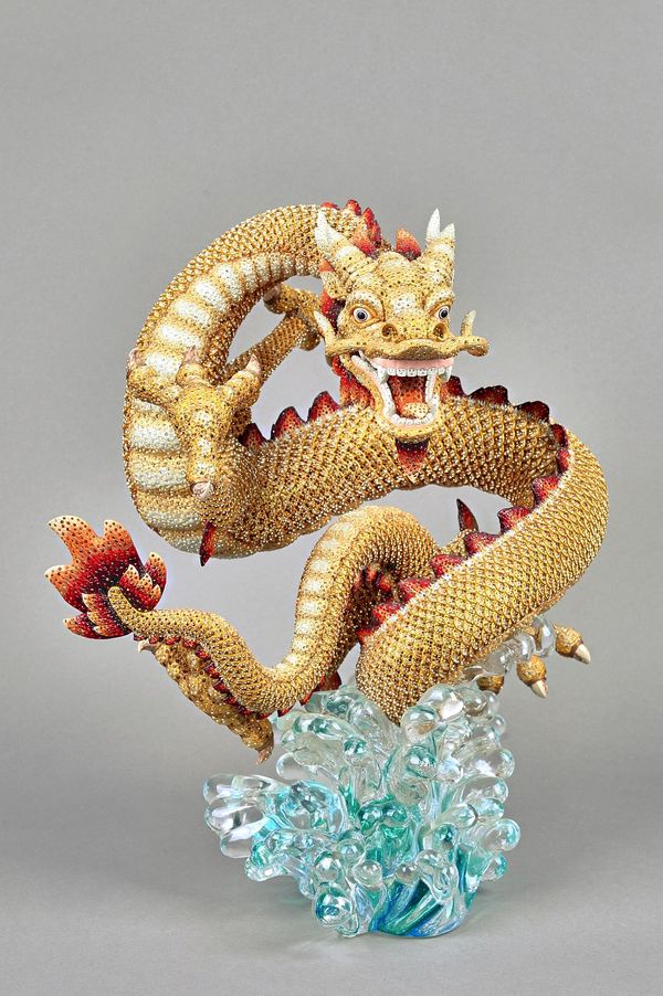 A Swarovski Pointiage 'Longwang' crystal myriad dragon by Herbert Tabertshofer, limited edition 002/888, with certificate, accessories and hard case,