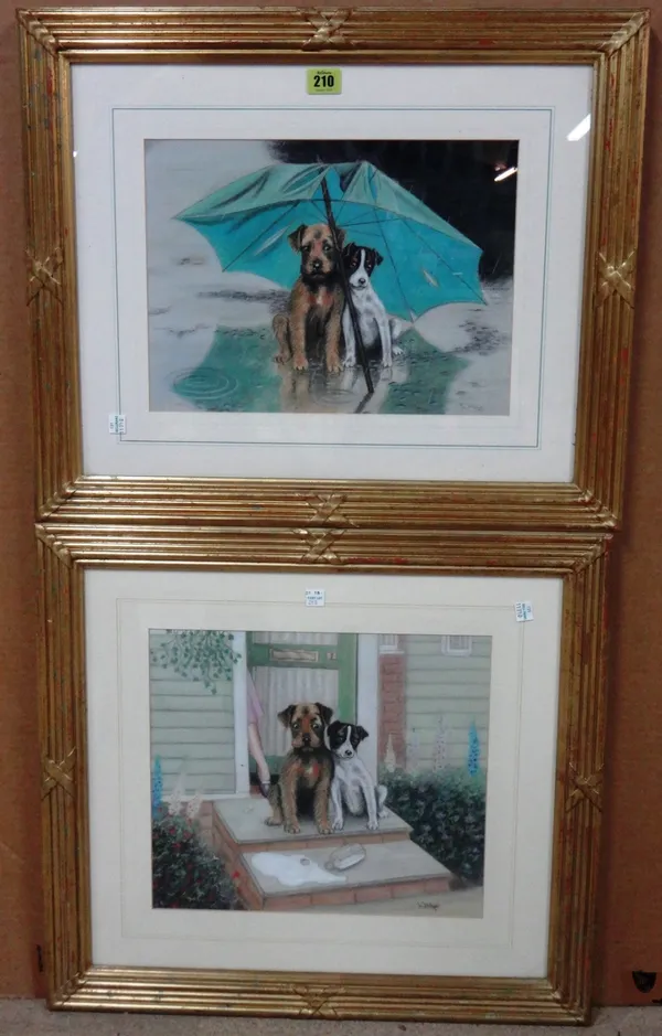 L. Heyles (20th century), Canine friends, two, pastel, both signed, the larger 30cm x 34cm.(2)   A9