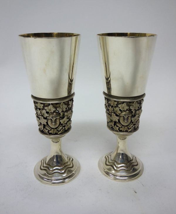 A pair of Aurum parcel gilt goblets, each detailed Produced by order of The Lord Bishop of Southwell for The Centenary of The Diocese, London 1984, co