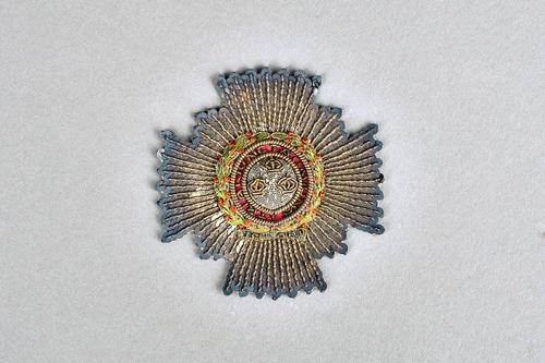 A Victorian silvered sequin and embroidered breast star of The Most Honourable Order of The Bath, with maker's label to the back, detailed D'Almaine &