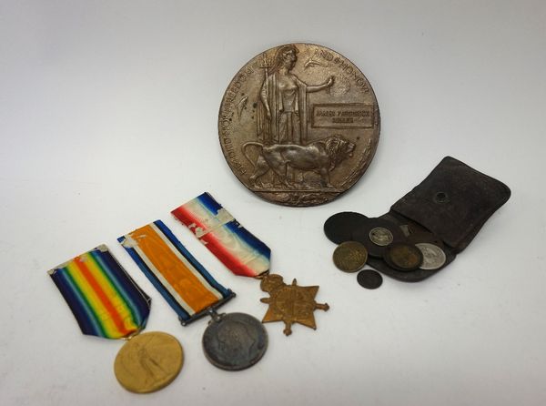 The 1914-15 Star to 80219 DVR;J.F.MILLER. R.E., The 1914-18 British War Medal and The 1914-19 Victory Medal to 80219 DVR.J.F.MILLER. R.E., The First W