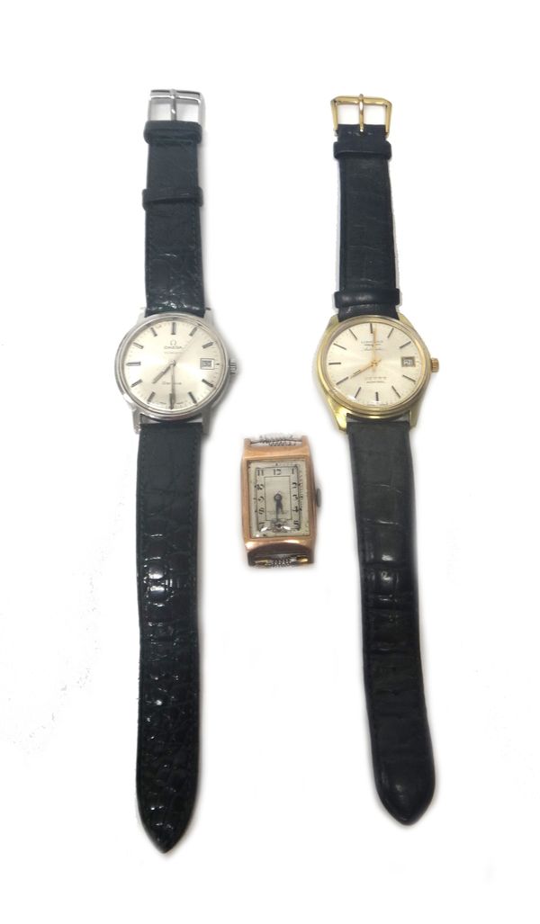 A Longines Admiral Automatic gilt metal fronted and steel backed gentleman's wristwatch, an Omega Turler steel circular cased gentleman's wristwatch a