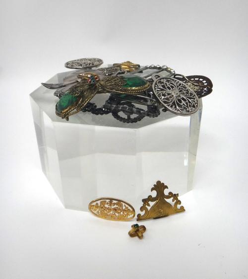 Four colourless paste set buttons, each glazed with the portrait of a lady at the centre, a quantity of further mostly costume buttons, a niello decor