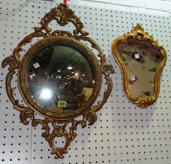 A 20th century circular gilt framed mirror and a smaller gilt framed mirror, (2).  A4