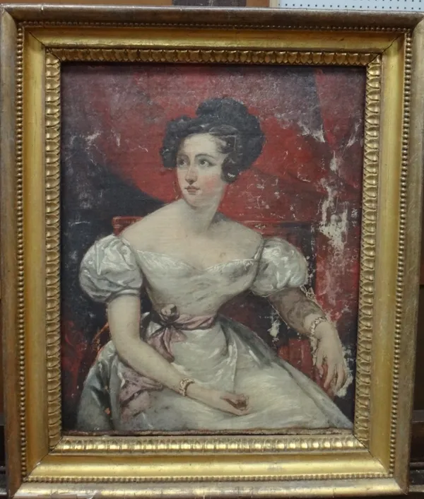 English School (19th century), Portrait of a young lady, oil on canvas.  M1