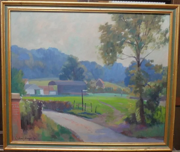 Graham Mervyn (20th century), View of a farm, oil on board, signed and dated '72, 44.5cm x 53.5cm.   J1