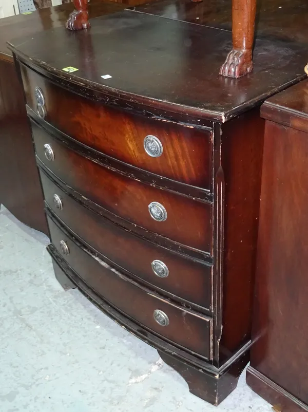 A pair of 20th century bowfront chest of drawers, with four long drawers on bracket feet, 73cm wide x 81cm high.   C10
