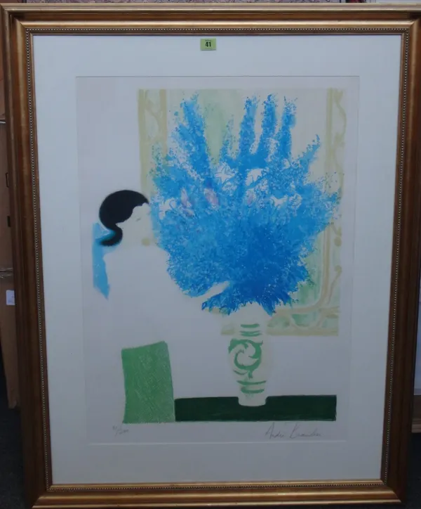Andre Brasilier (b.1929), Le Bouquet Bleu, colour lithograph, signed and numbered 91/300, 80cm x 57cm. DDS   J1