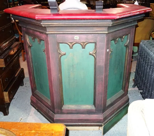 An early 20th century oak pulpit, 130cm wide x 135cm high.  H6